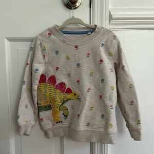 Mini Boden 4-5Y Superstitch Sweatshirt with Embroidered Dinosaur